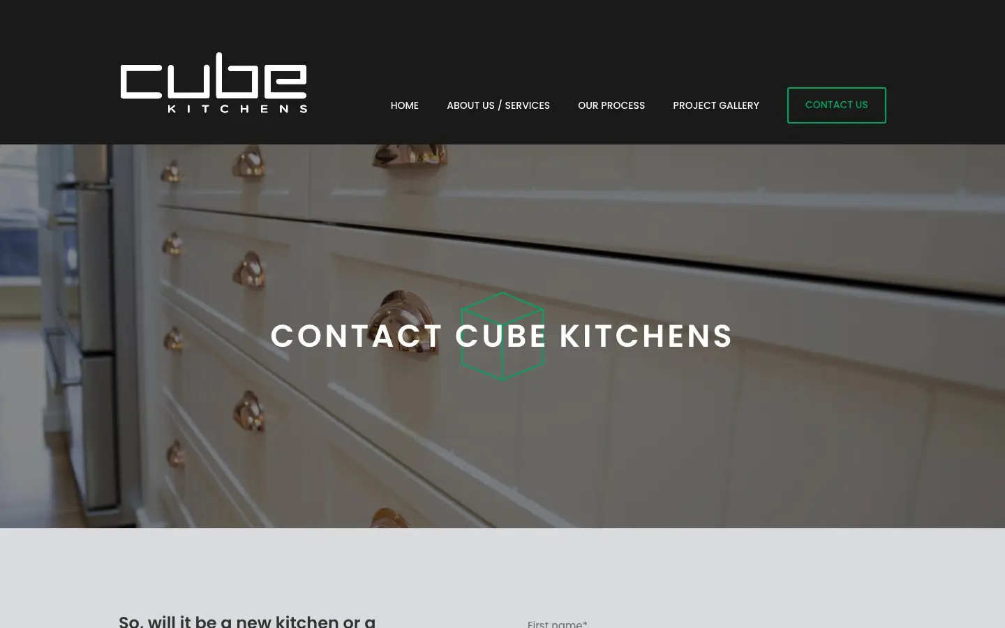 Cube Kitchens website page