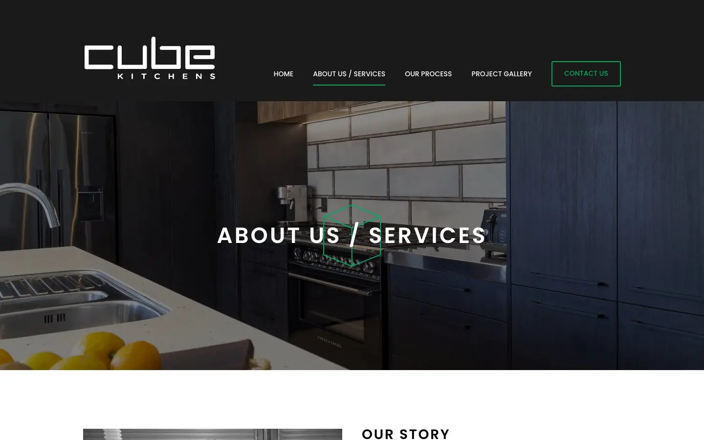 Cube Kitchens website page