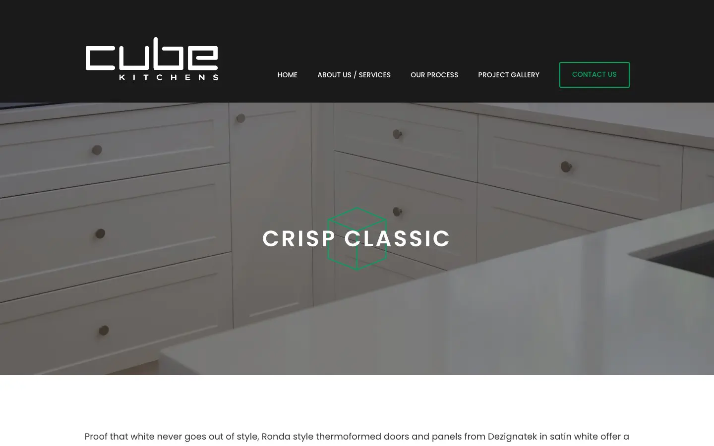 Cube Kitchens website page