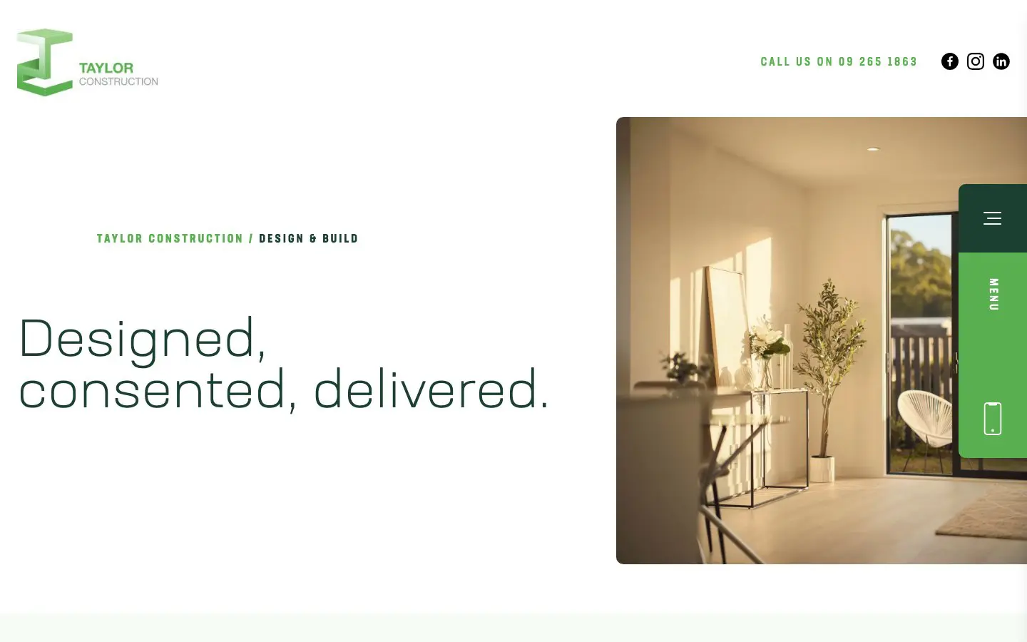 Taylor Construction website page