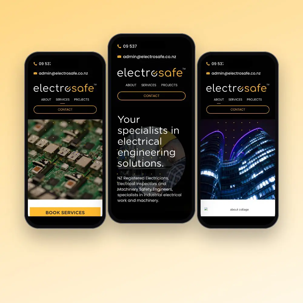 ElectroSafe website on mobile