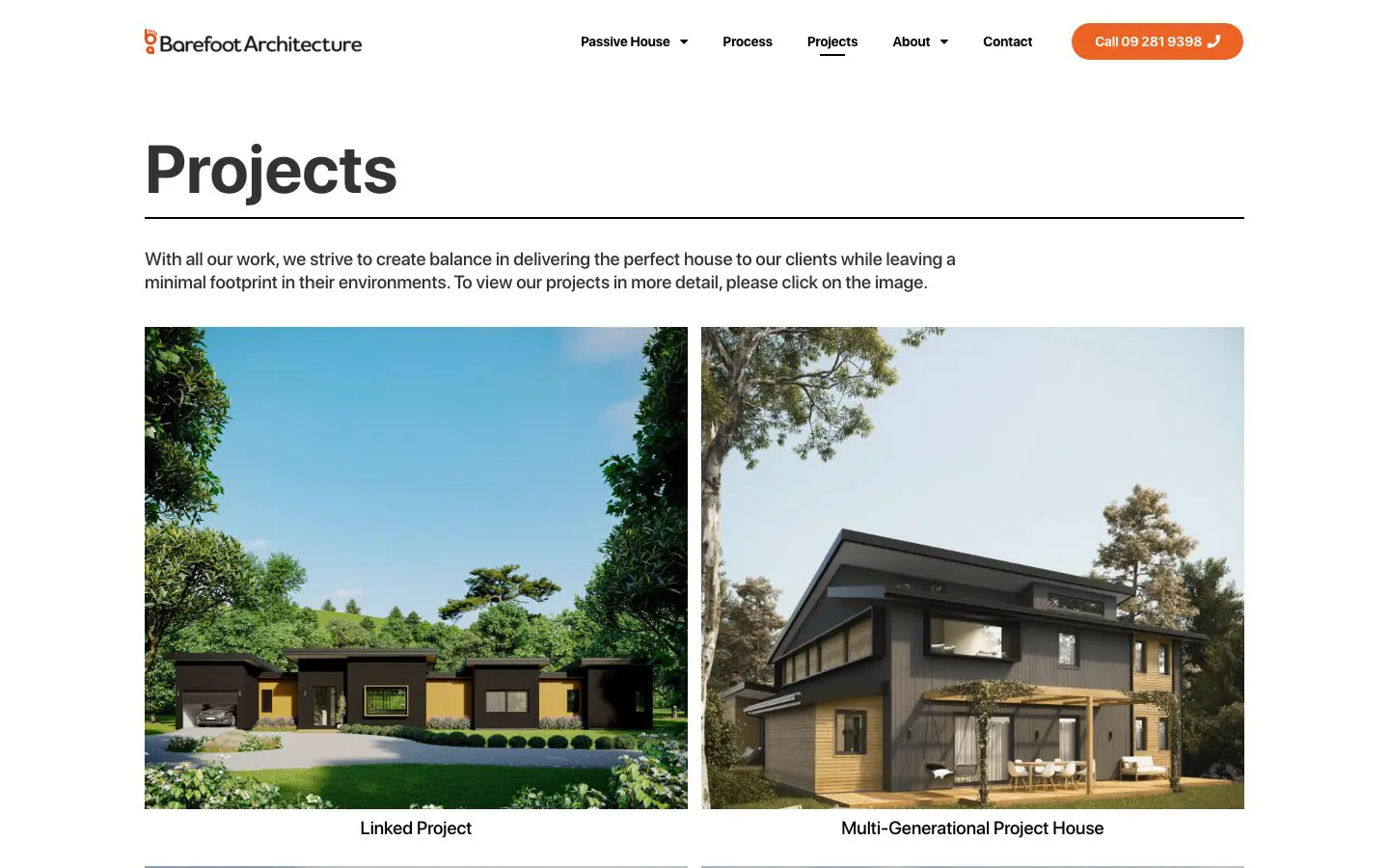 Barefoot Architecture website page