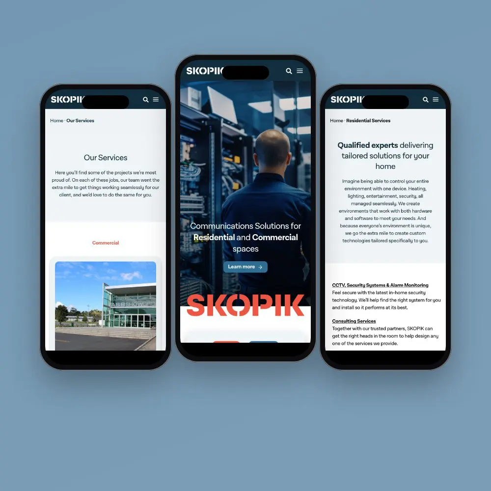 Skopik website on mobile