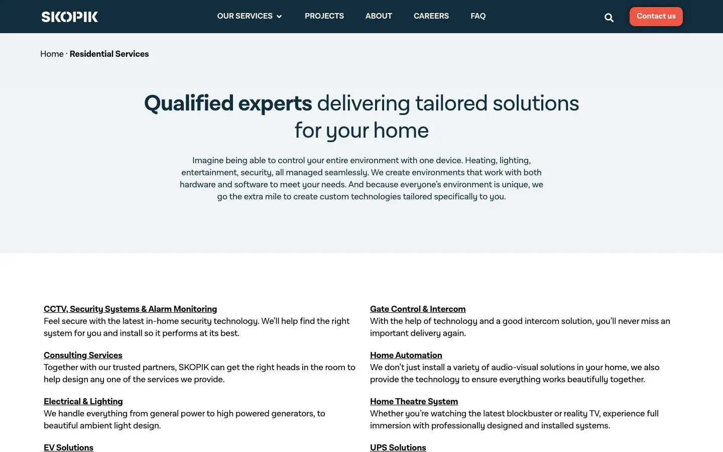 Skopik website page