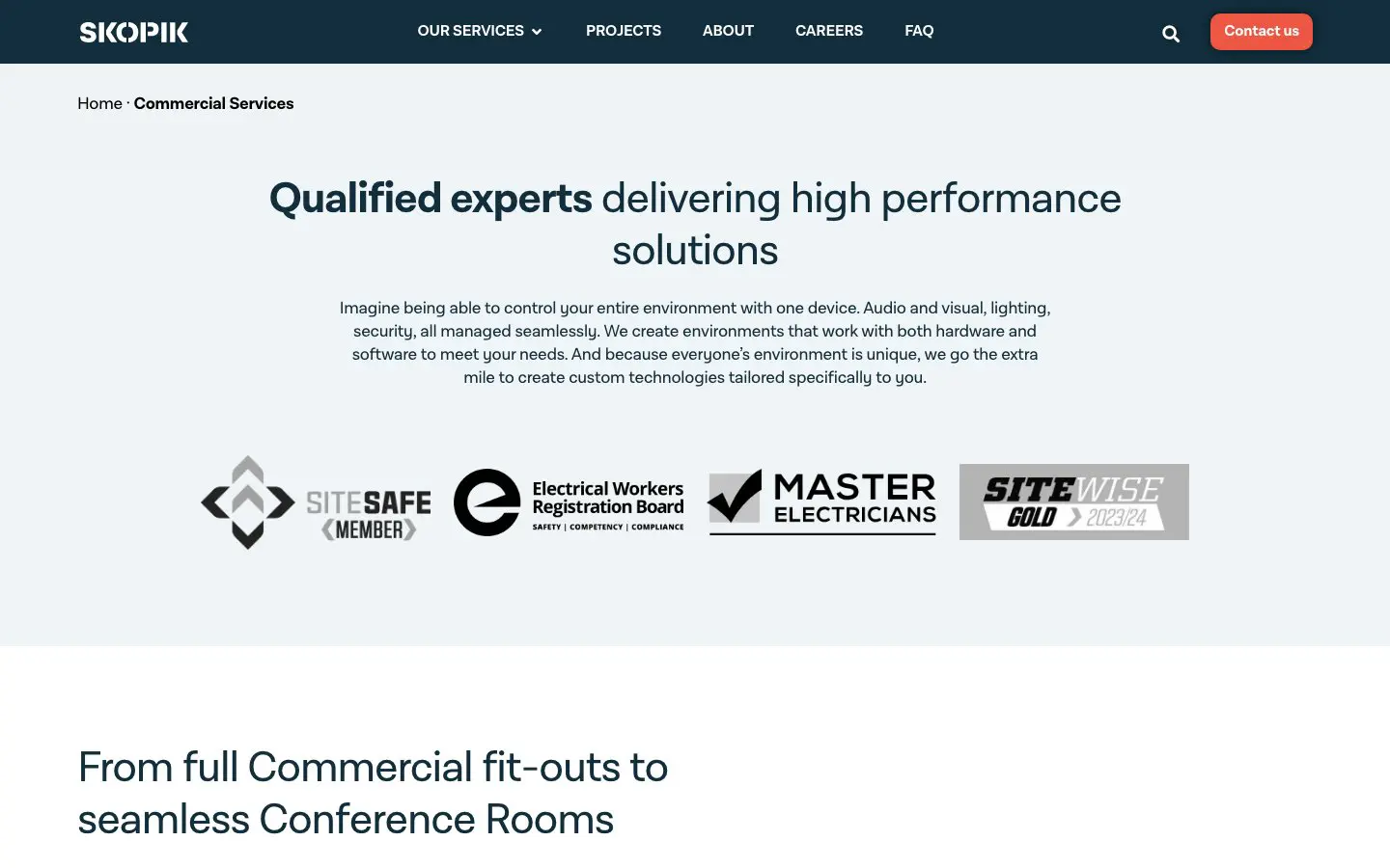 Skopik website page