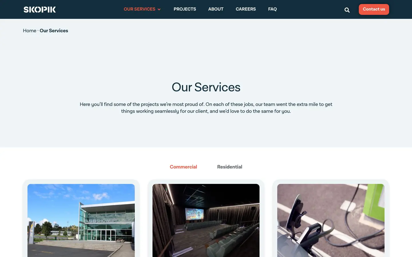Skopik website page