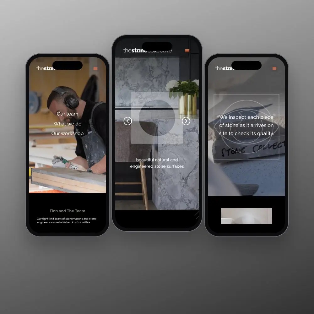Stone Collective website on mobile