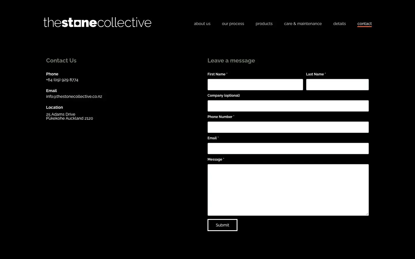 Stone Collective website page