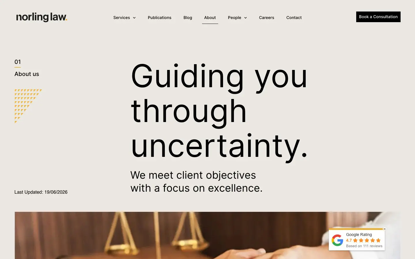 Norling Law website page