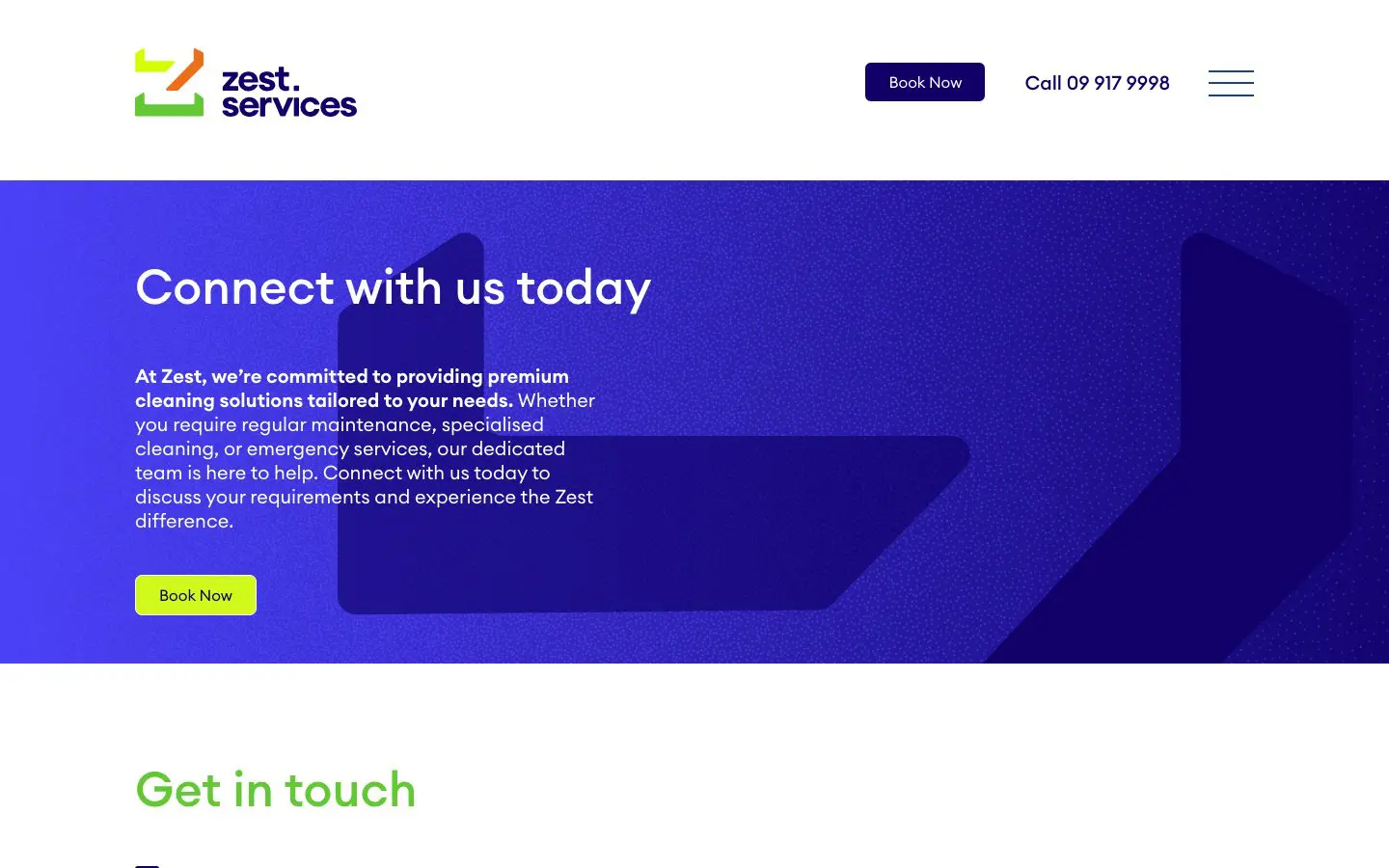 Zest Services website page