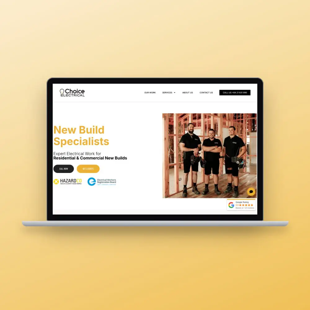 Choice Electrical website on a laptop