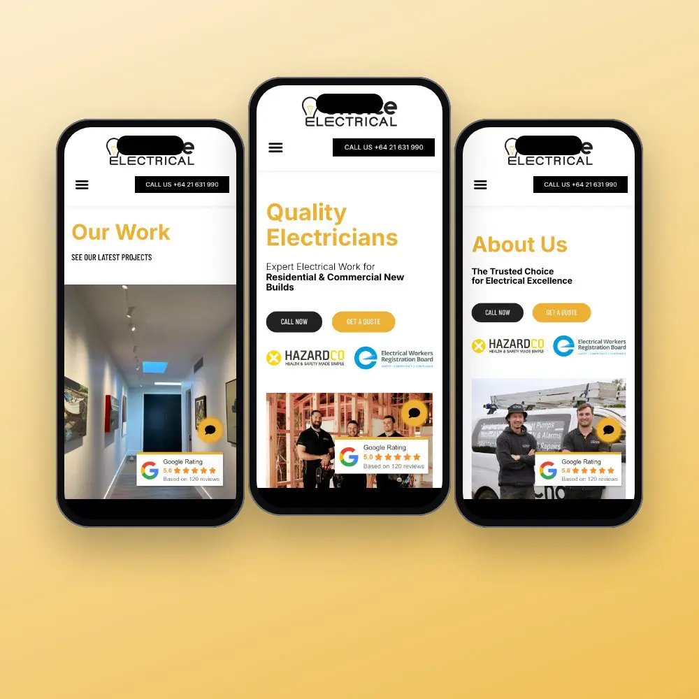 Choice Electrical website on mobile