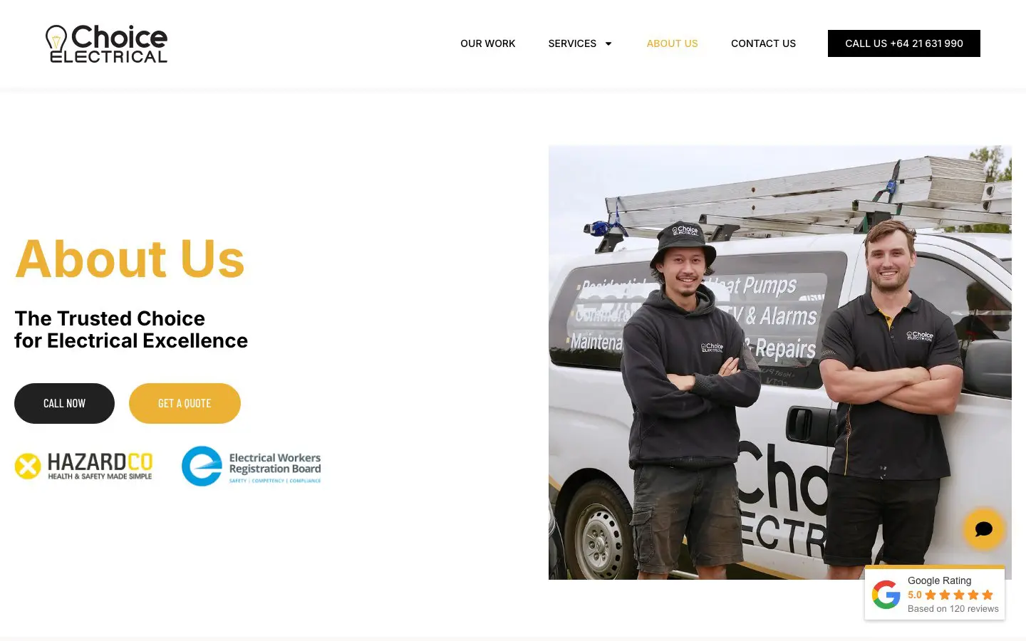 Choice Electrical website page