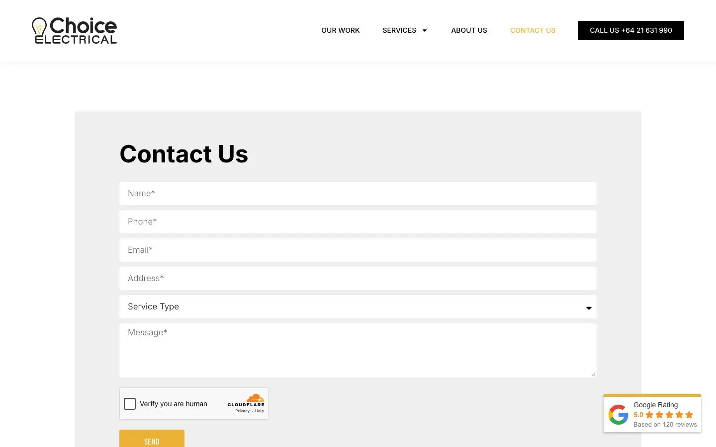 Choice Electrical website page