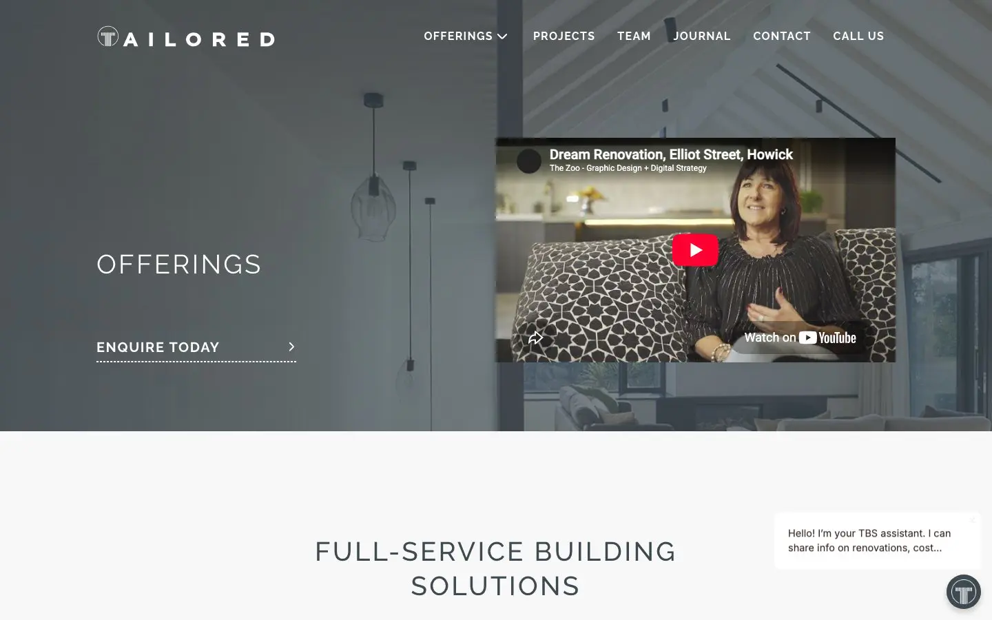 Tailored Building Solutions website page