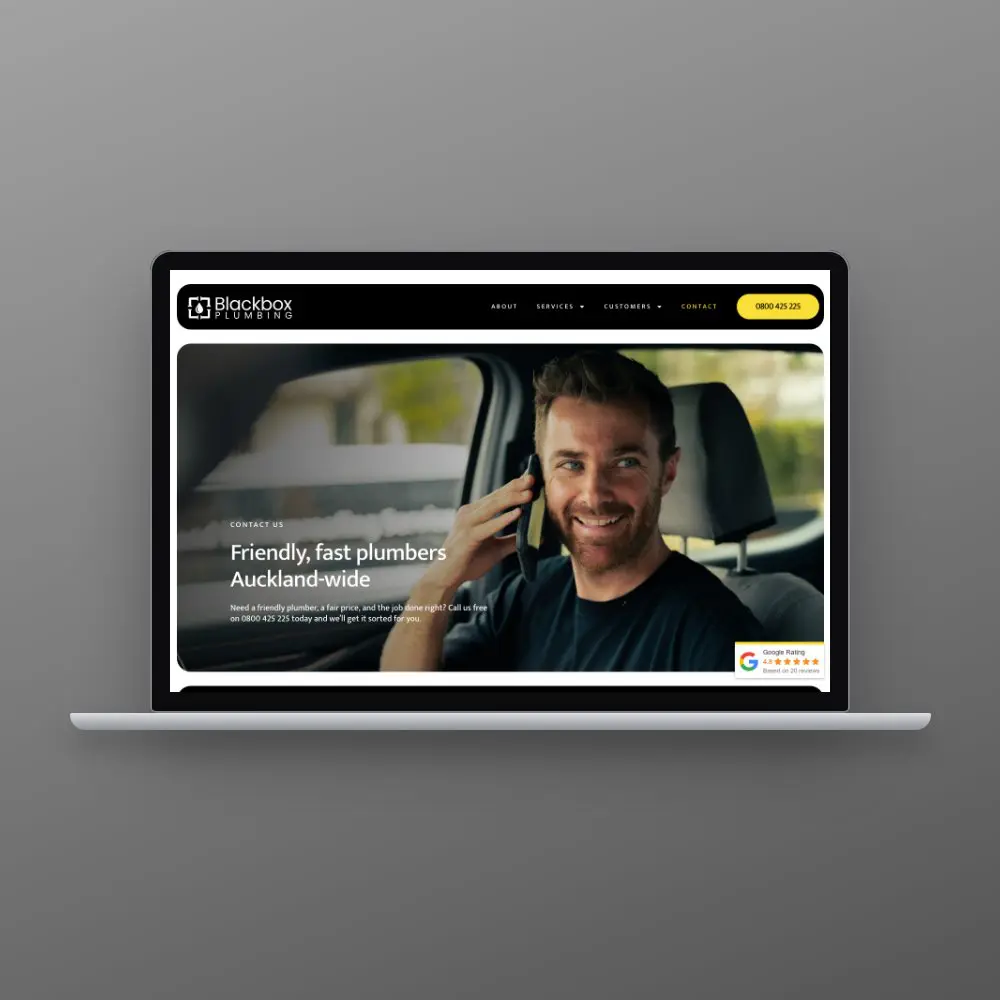 Blackbox Plumbing website on a laptop