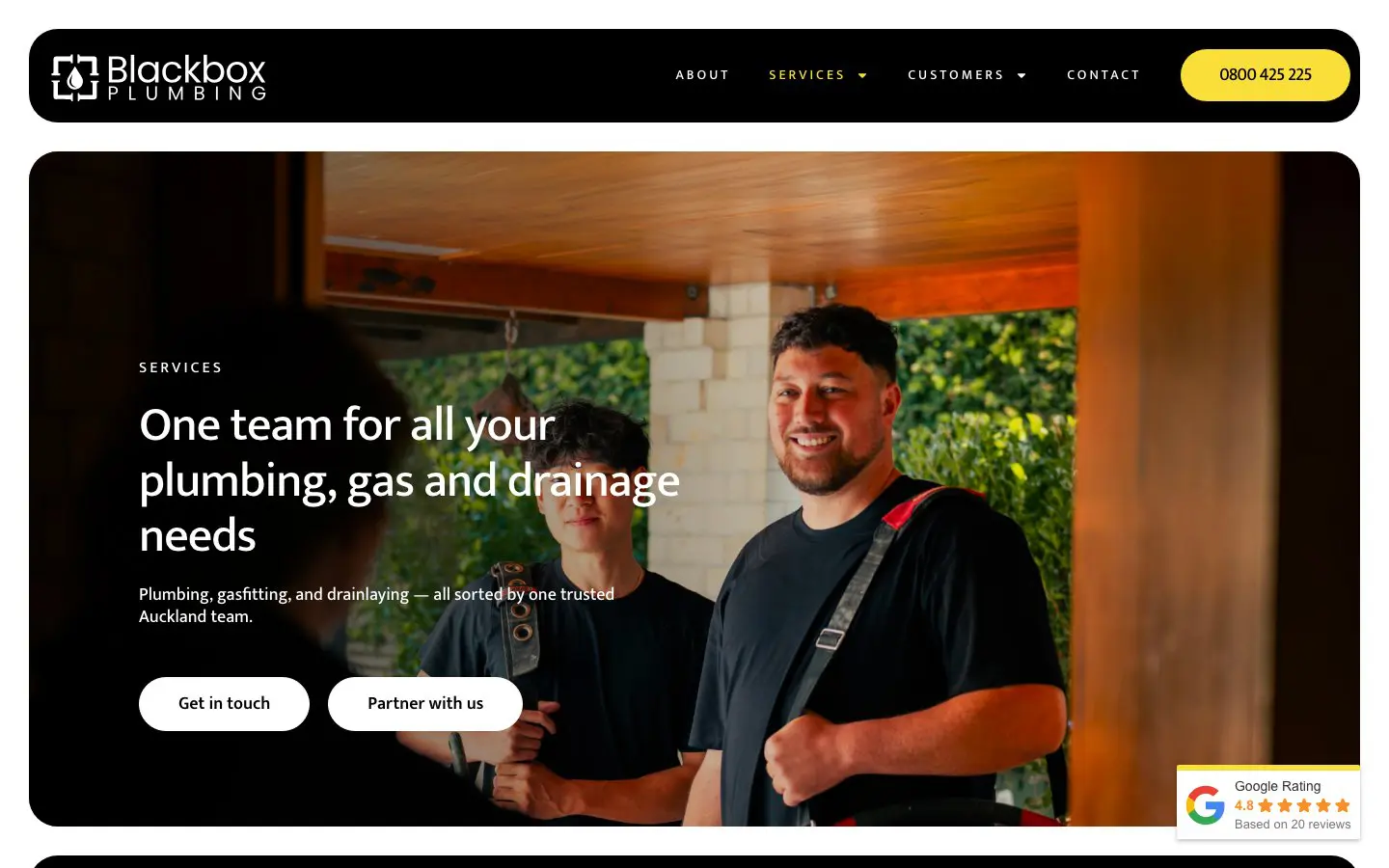 Blackbox Plumbing website page