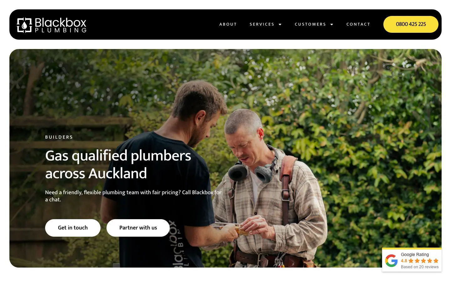 Blackbox Plumbing website page