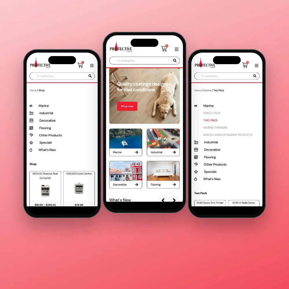 Protective Paints website on mobile