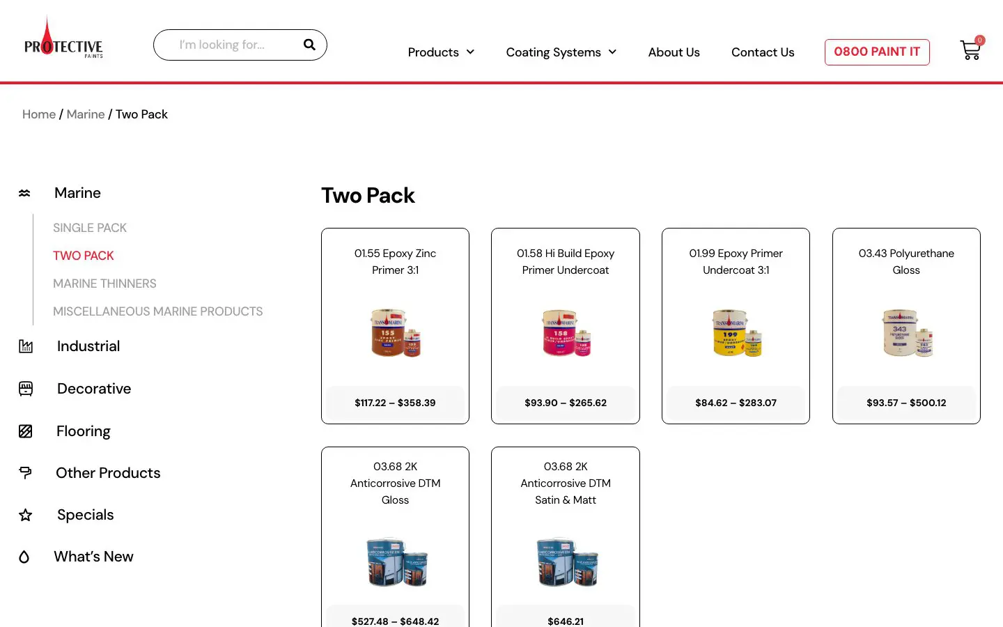 Protective Paints website page