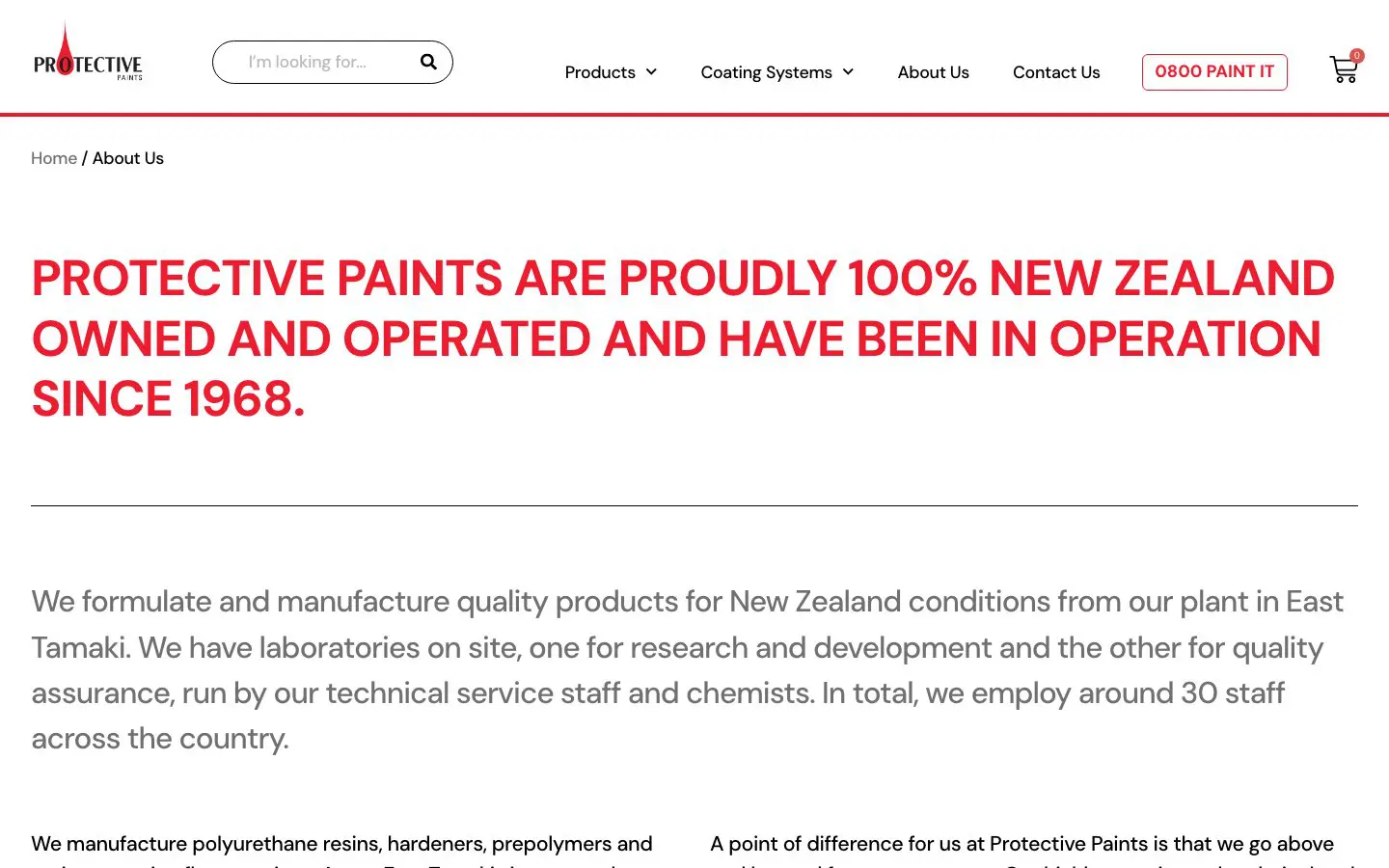 Protective Paints website page
