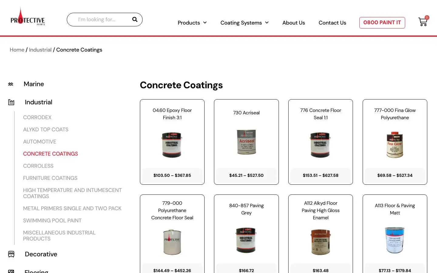 Protective Paints website page