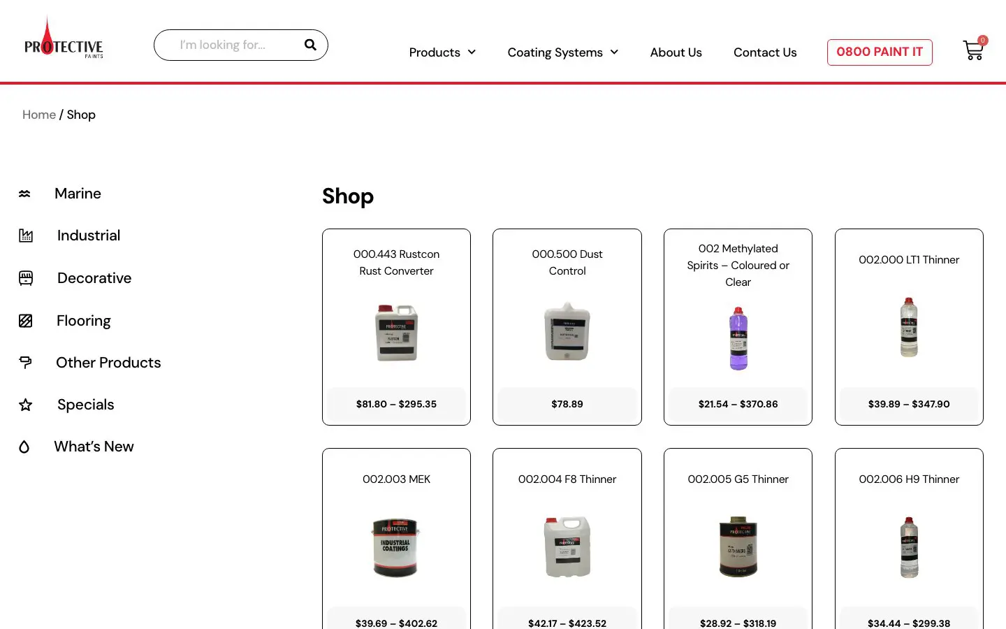 Protective Paints website page