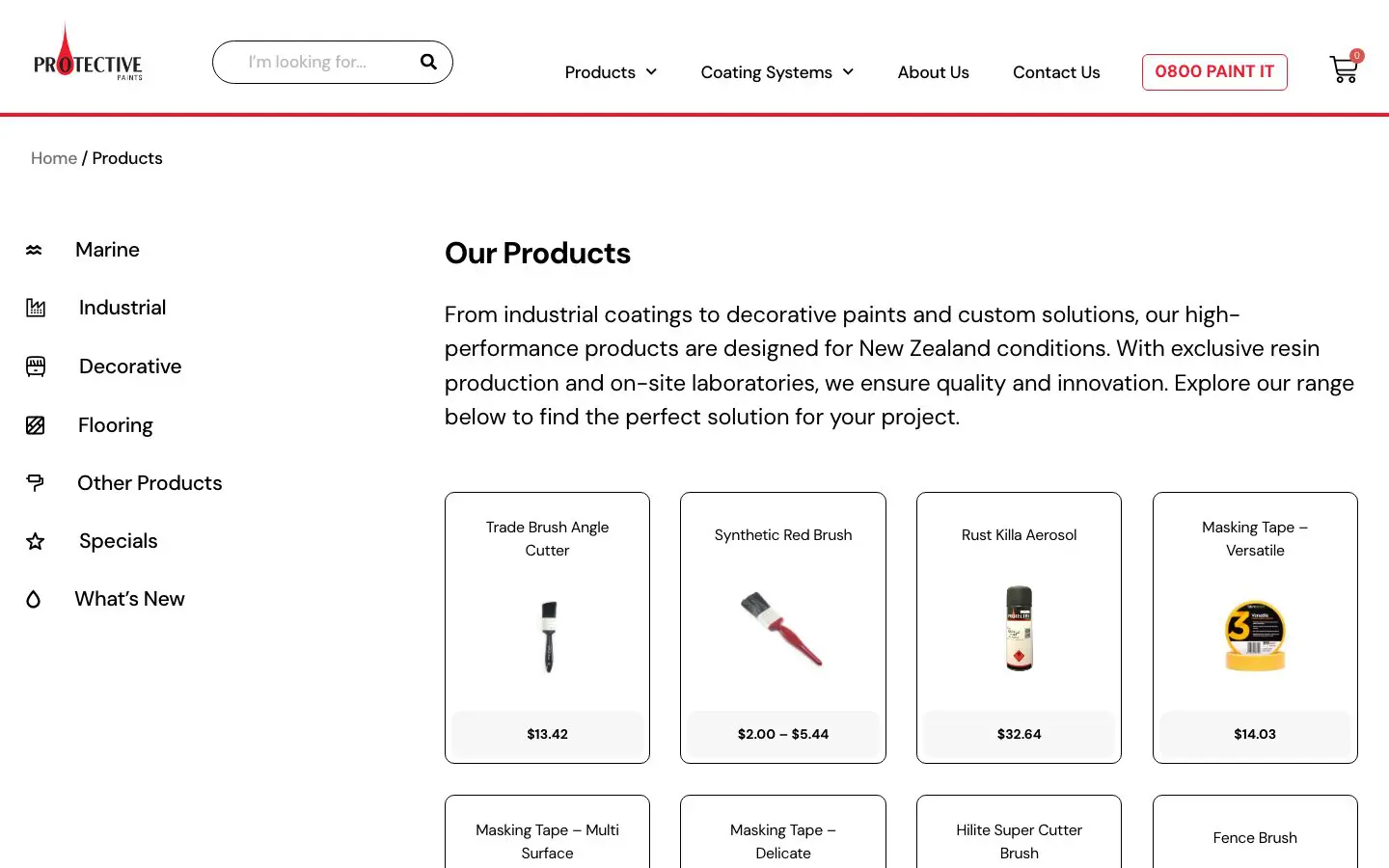 Protective Paints website page