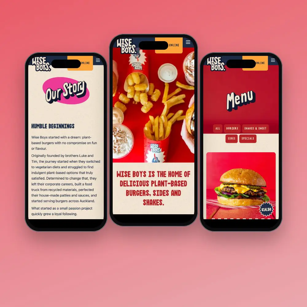 Wiseboys website on mobile