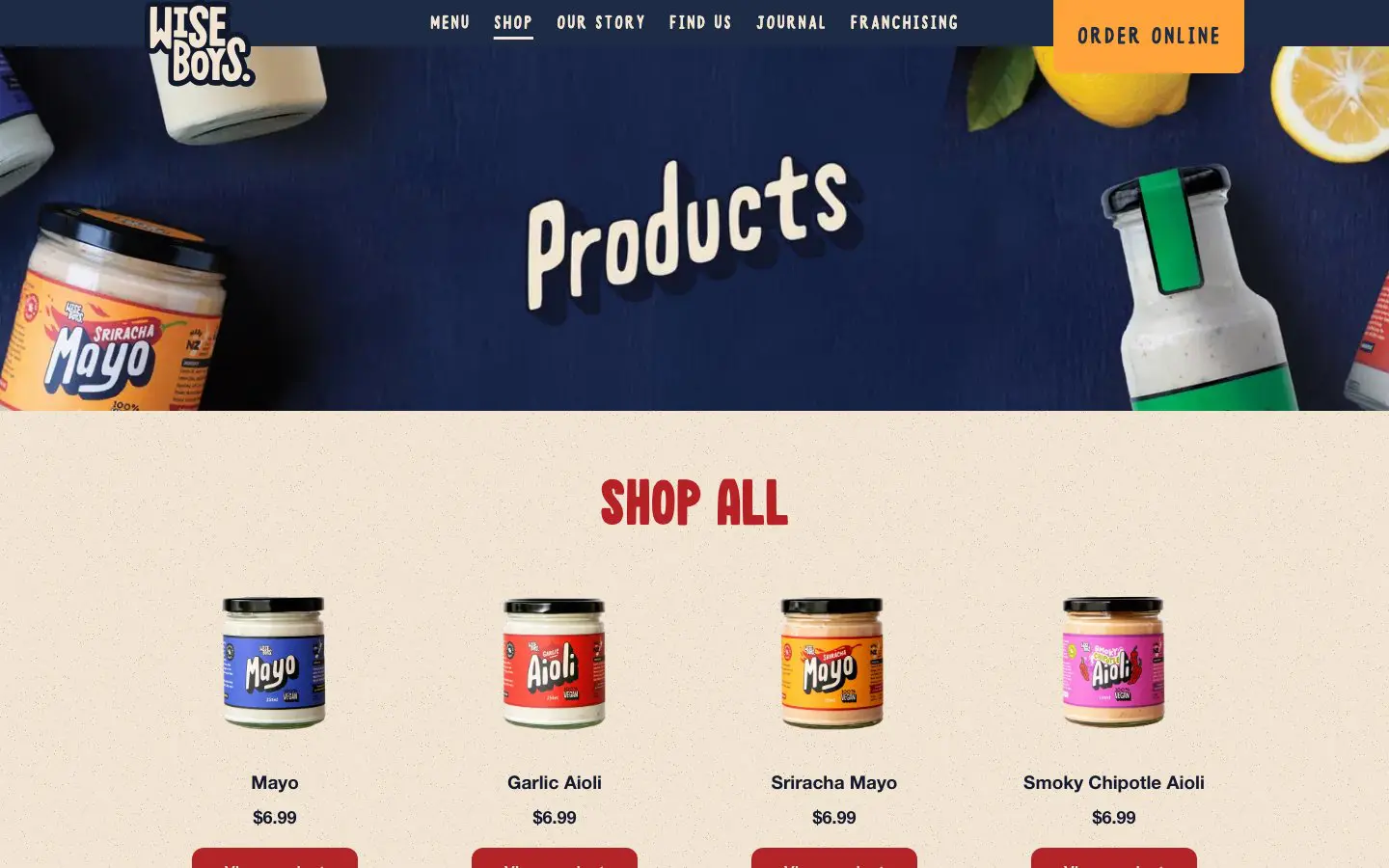Wiseboys website page