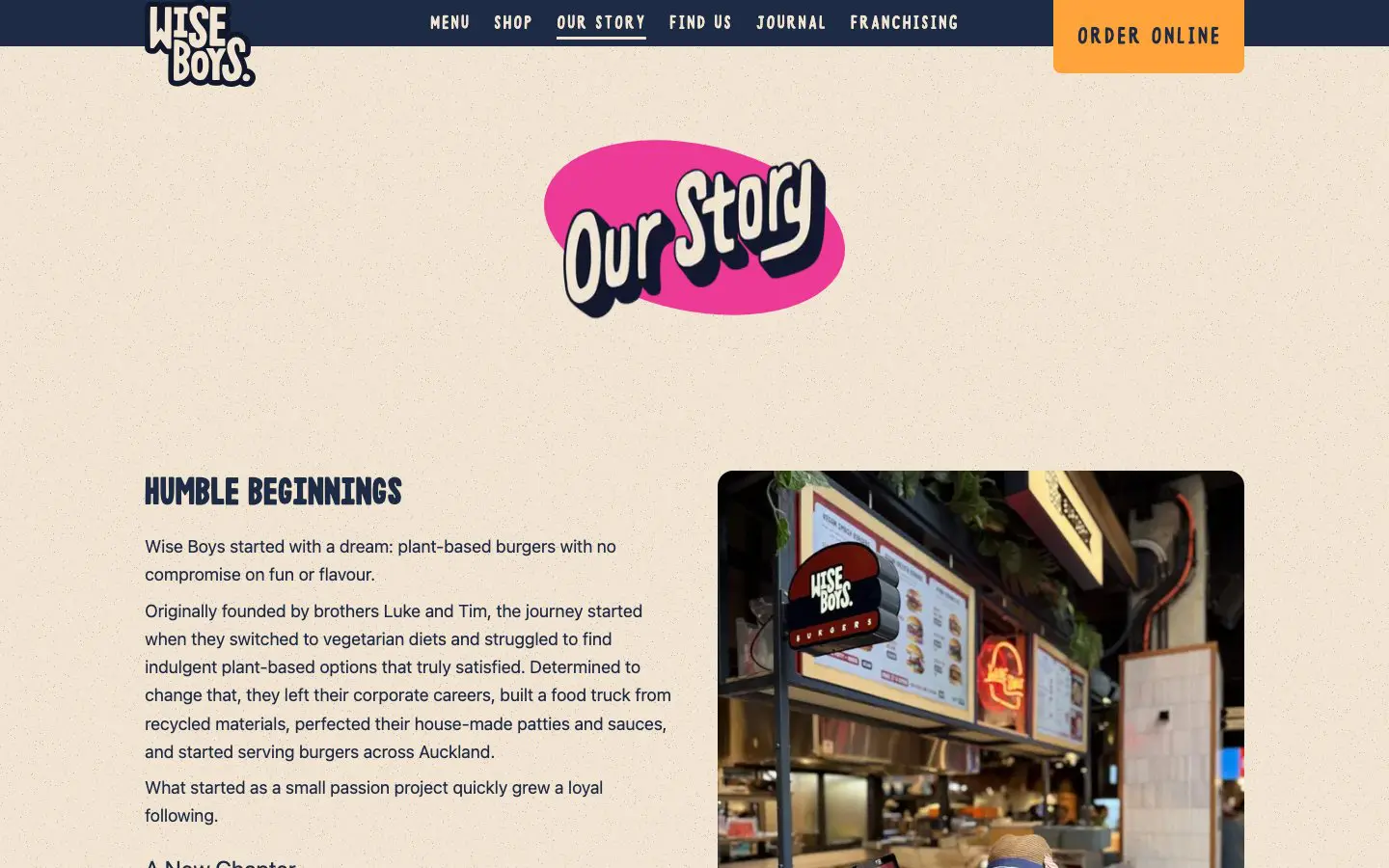 Wiseboys website page