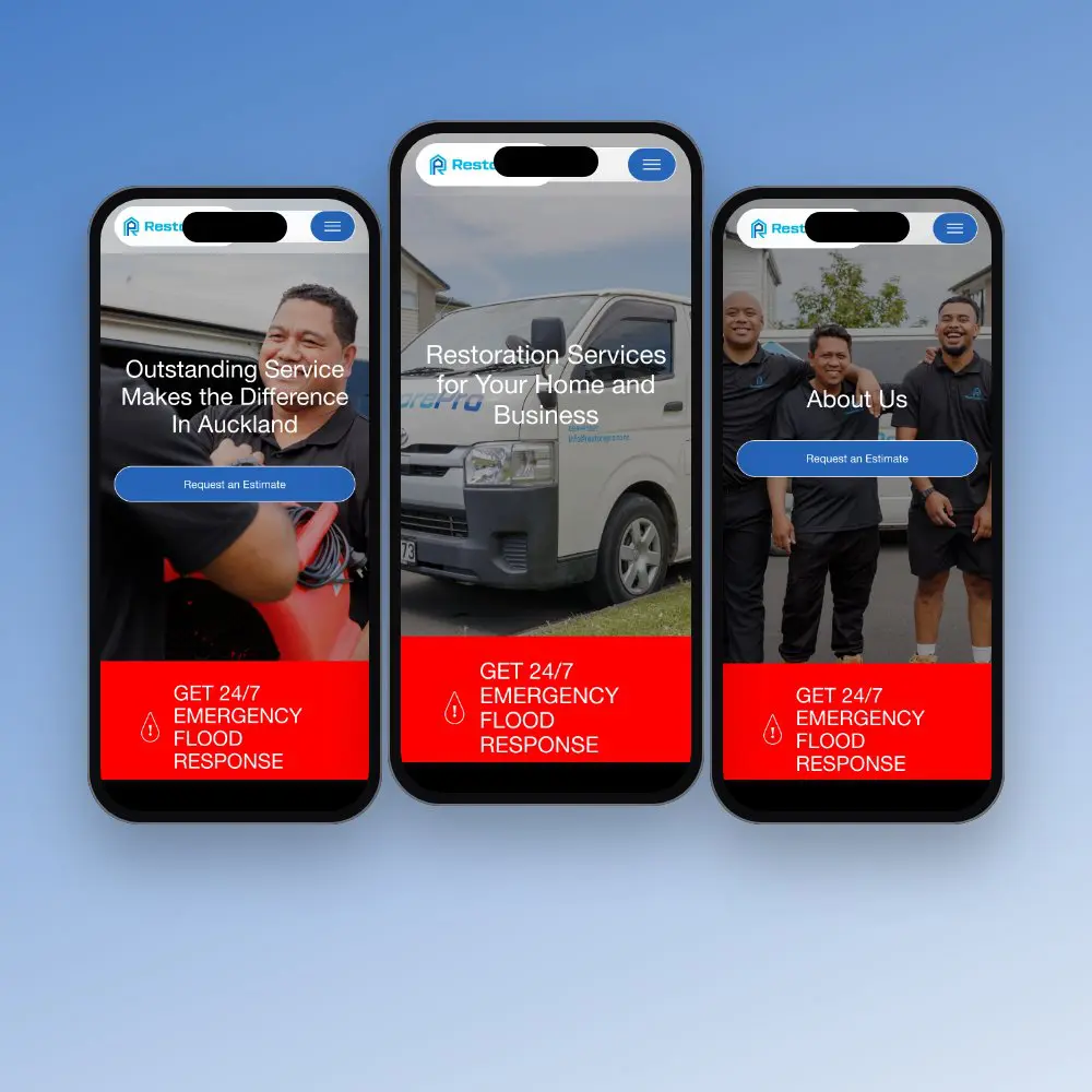 RestorePro website on mobile