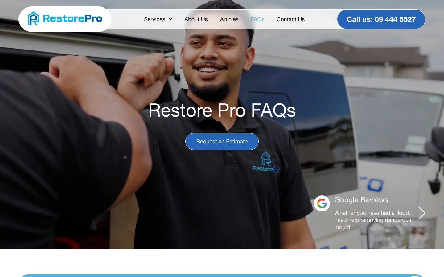 RestorePro website page