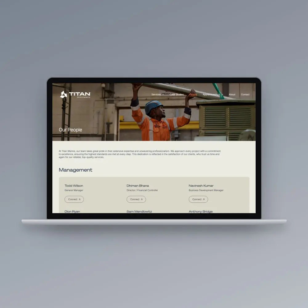 Titan Marine website on a laptop