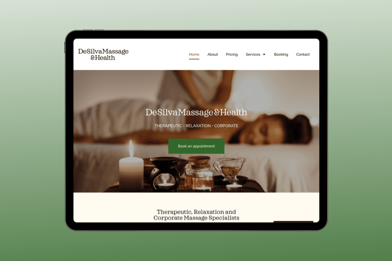 De Silva Massage & Health website built by Control Shift