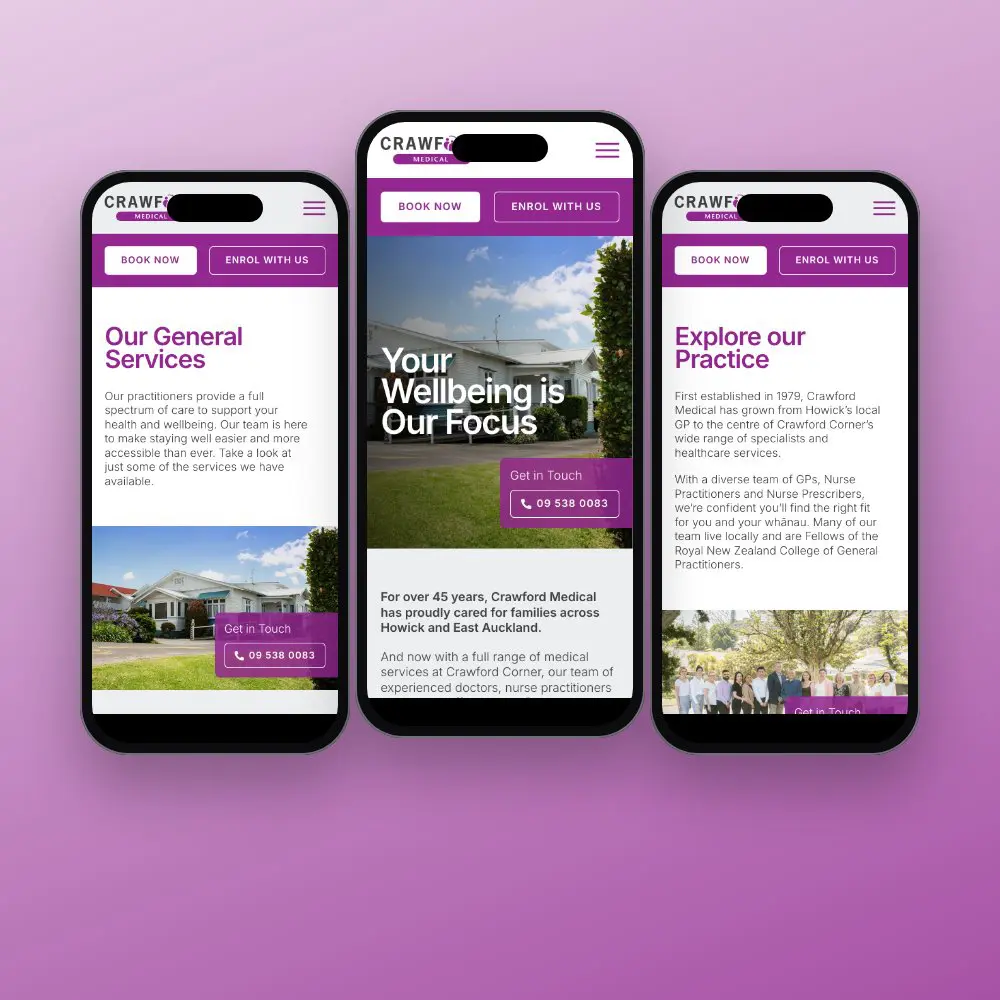 Crawford Medical website on mobile