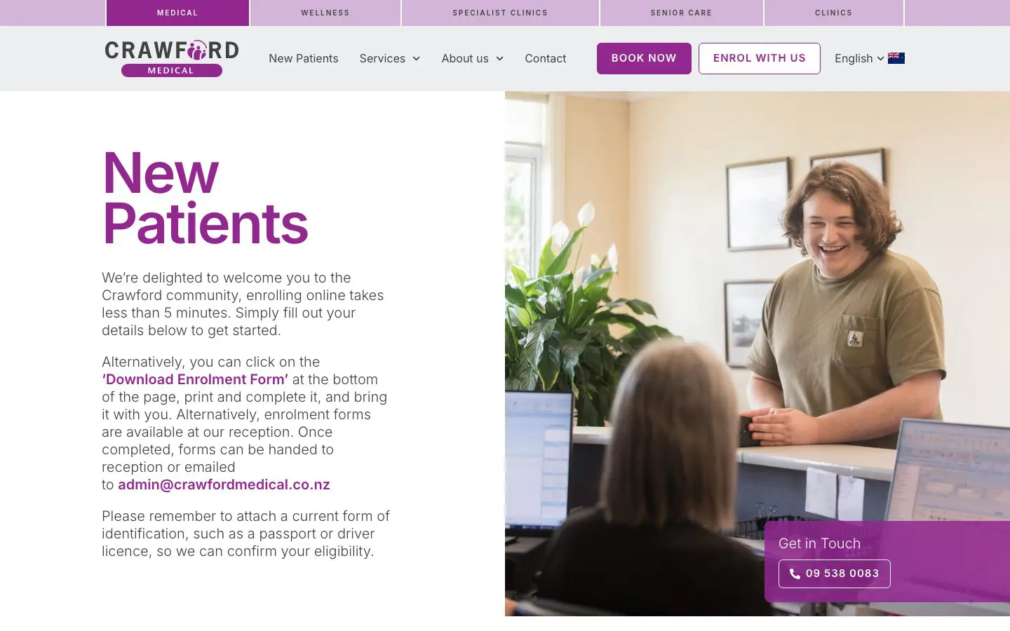 Crawford Medical website page