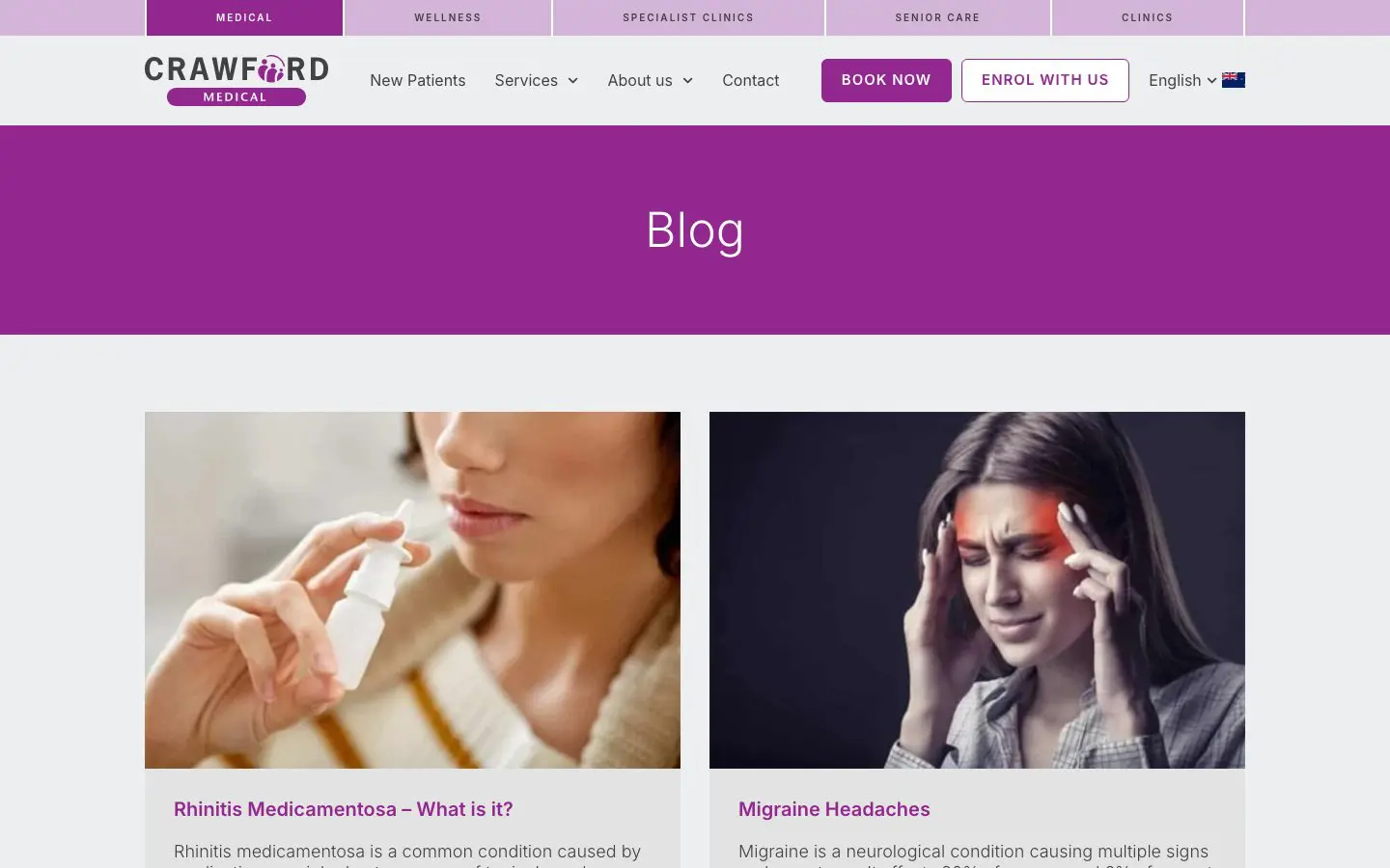 Crawford Medical website page