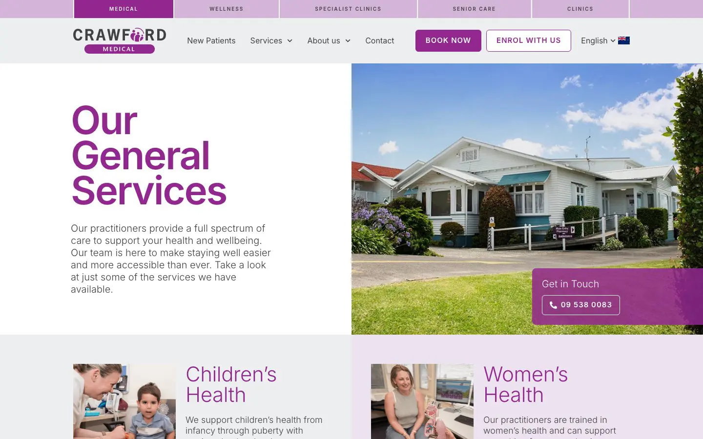 Crawford Medical website page