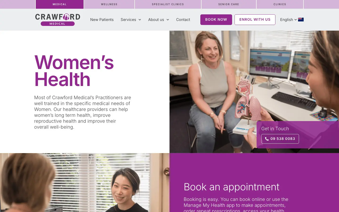 Crawford Medical website page