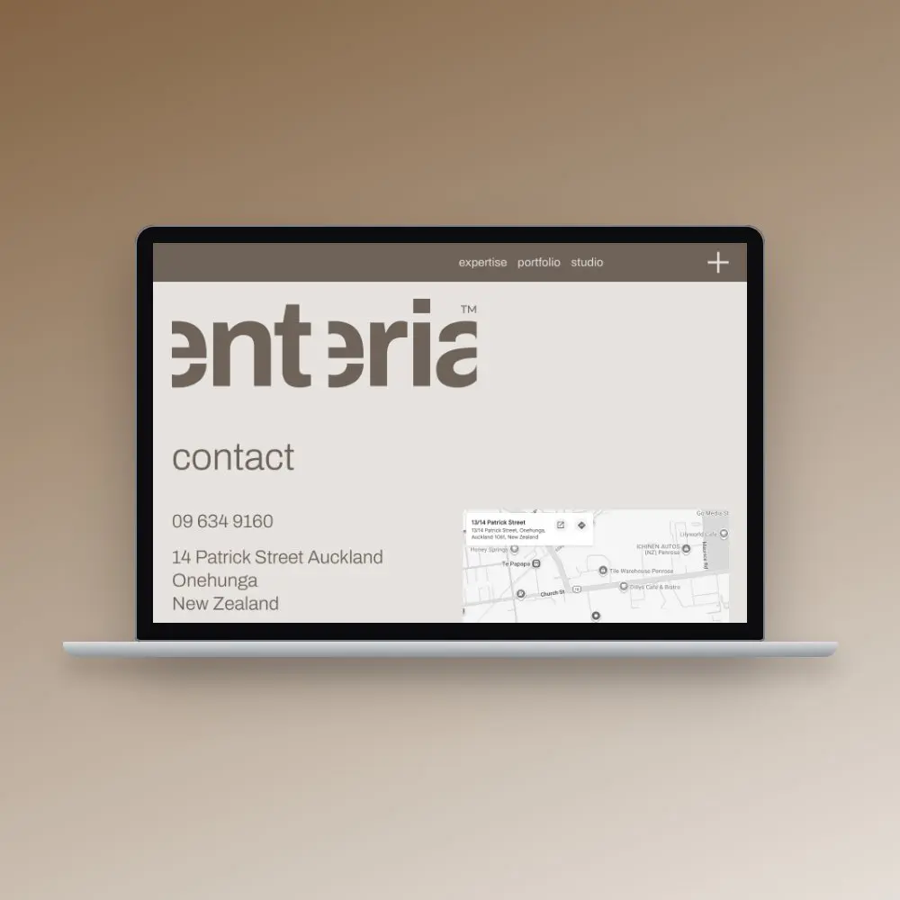 Enteria website on a laptop