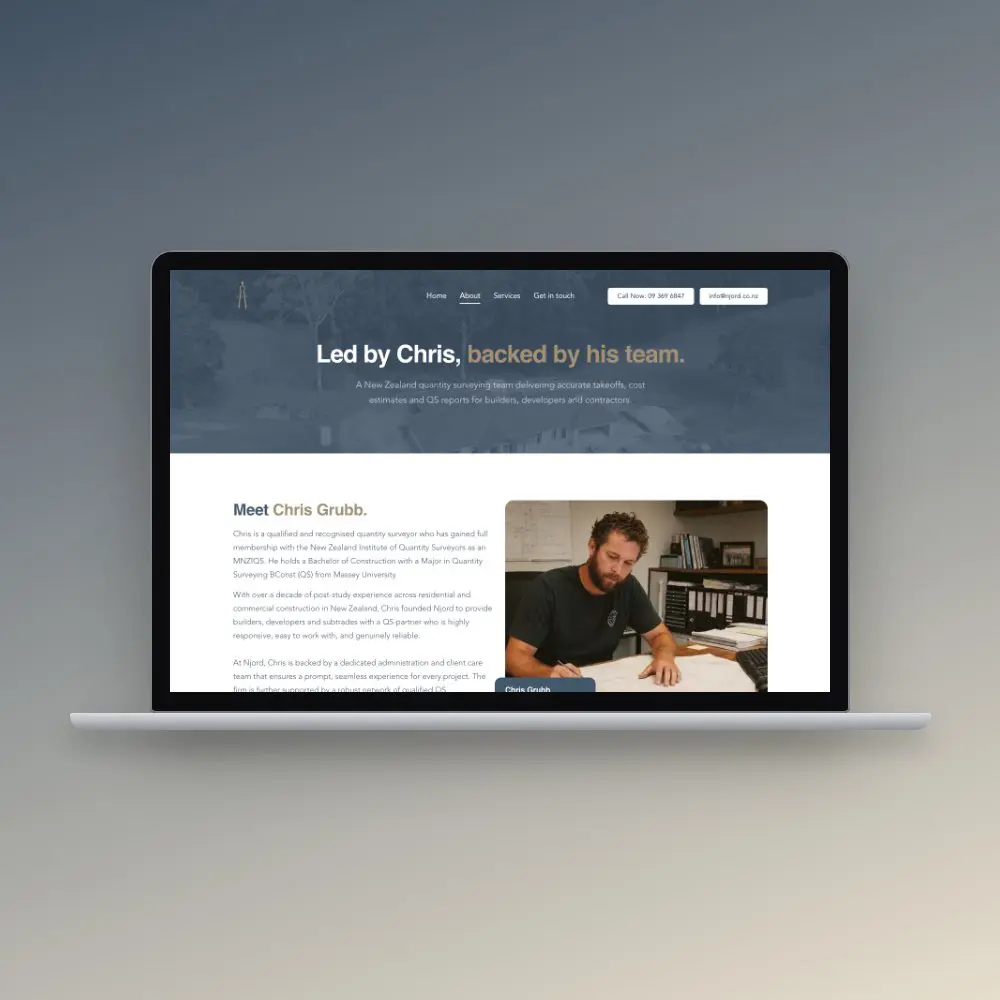 Njord website on a laptop