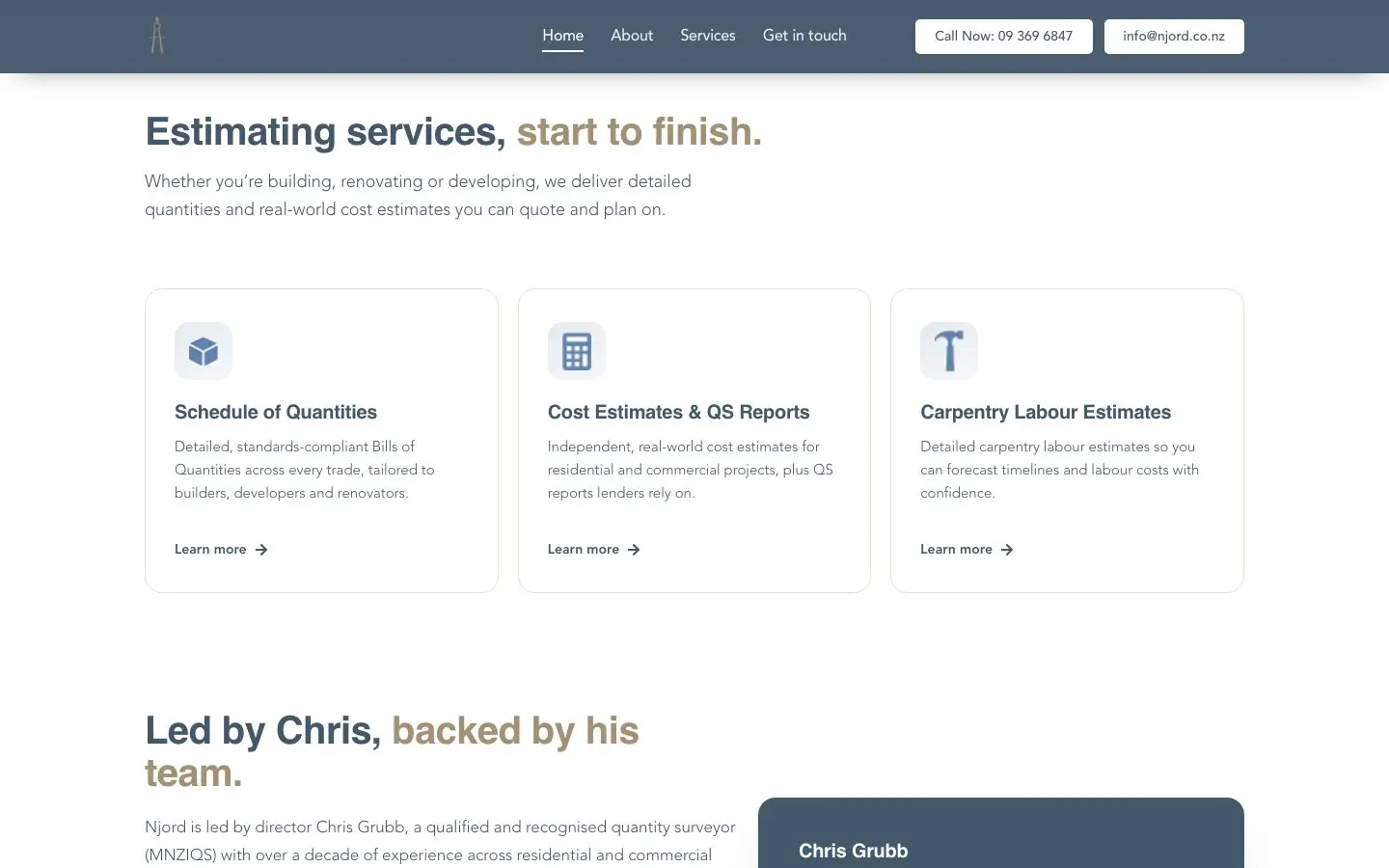 Njord website page