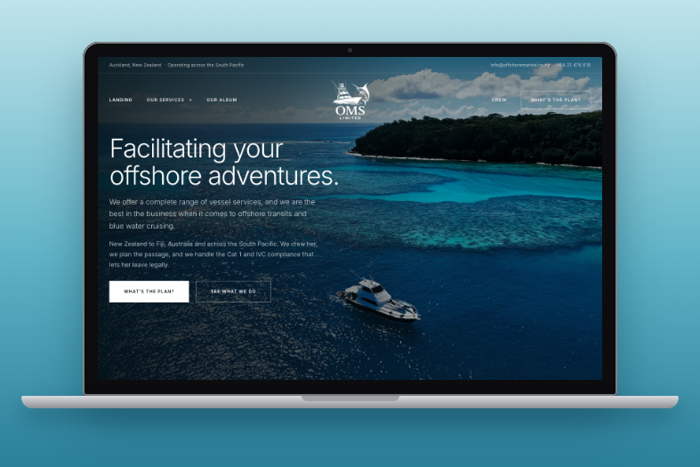 Offshore Marine Services website shown on a laptop