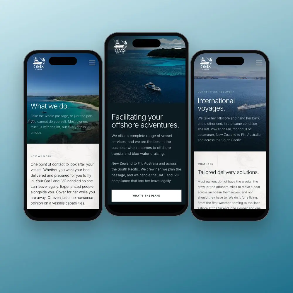 Offshore Marine website on mobile