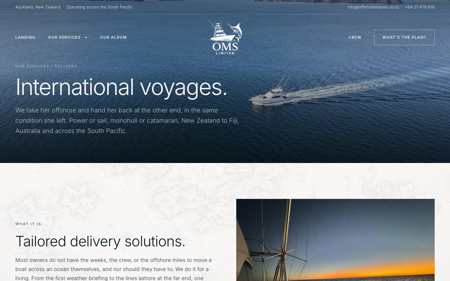 Offshore Marine website page