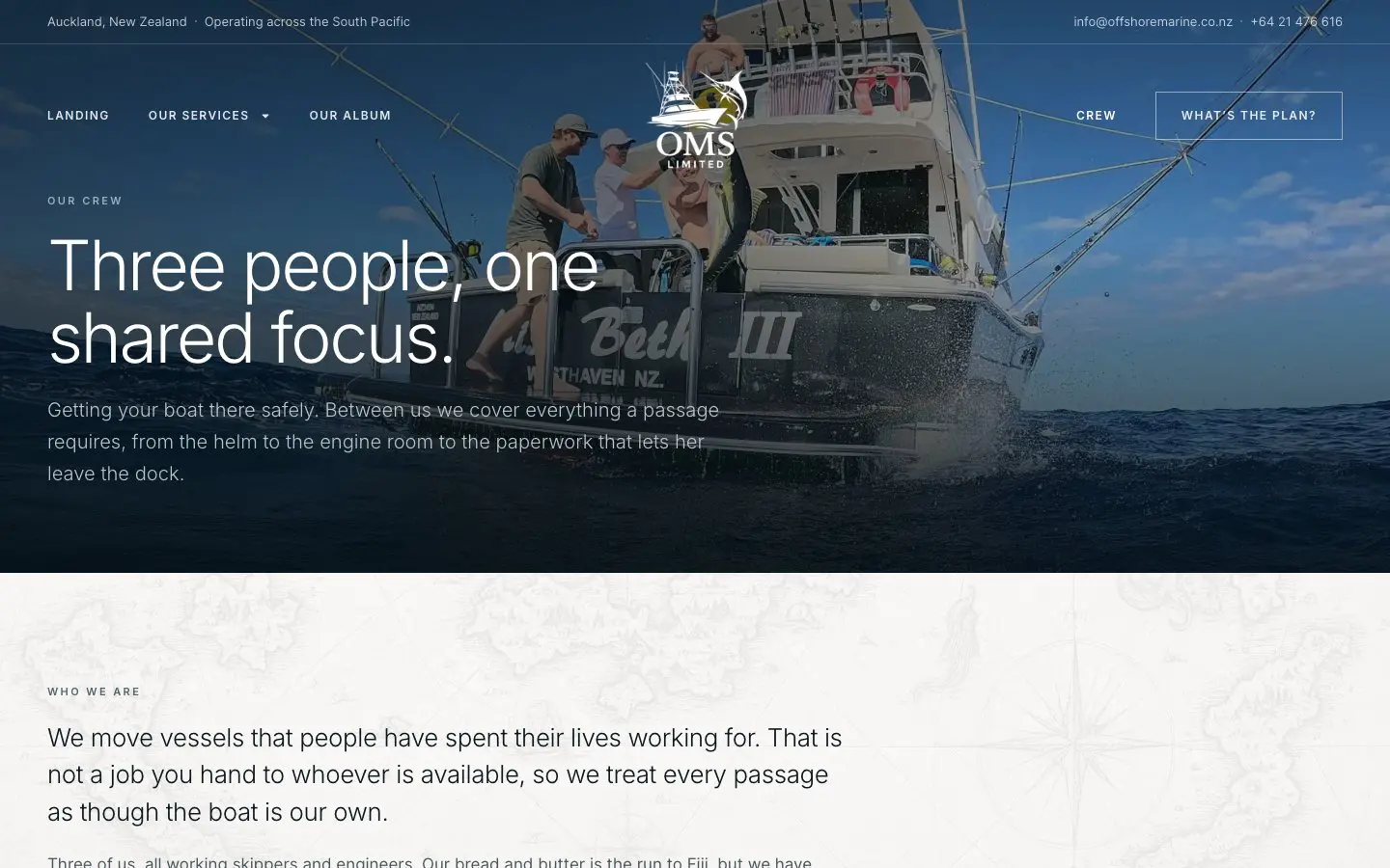 Offshore Marine website page